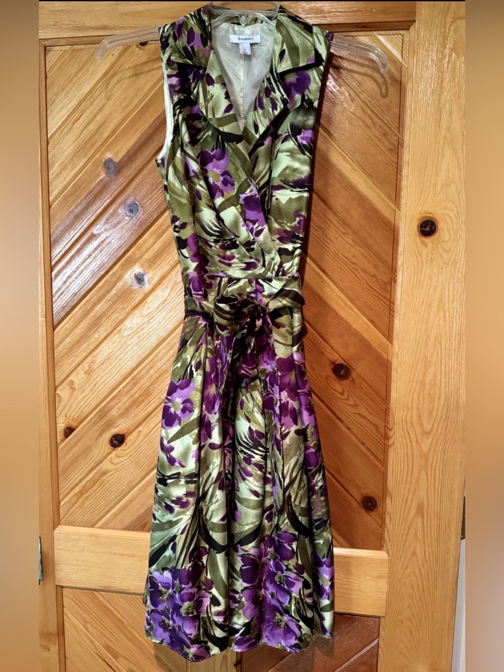 Dress Barn Purple and Green Floral Dress Size 6